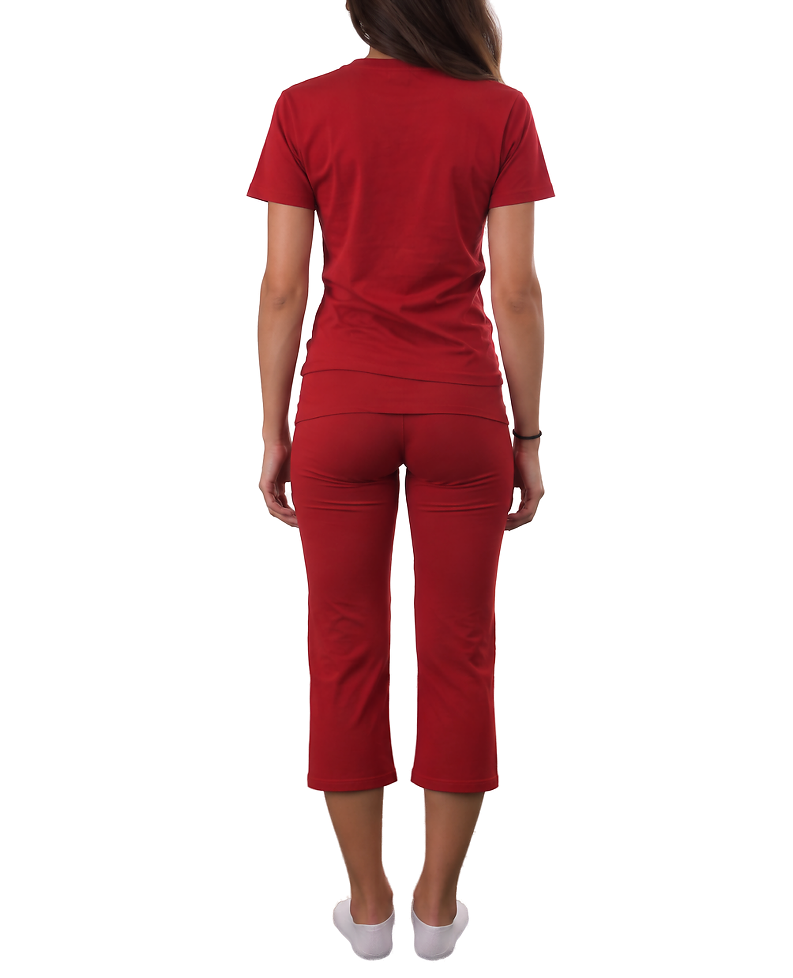 T-Shirt Pantacourt Set — Wine