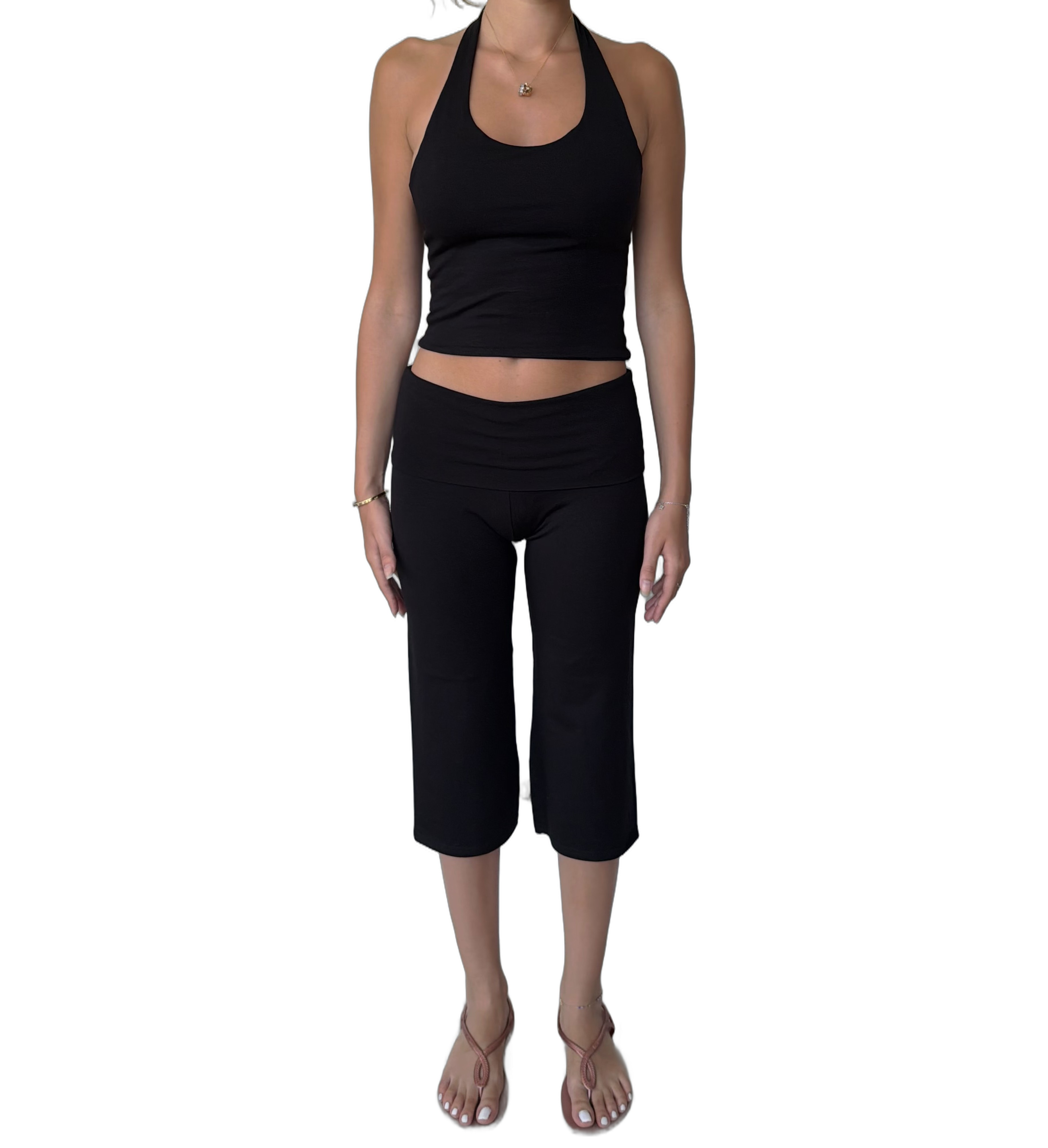 Tank Top Pantacourt Set — Black