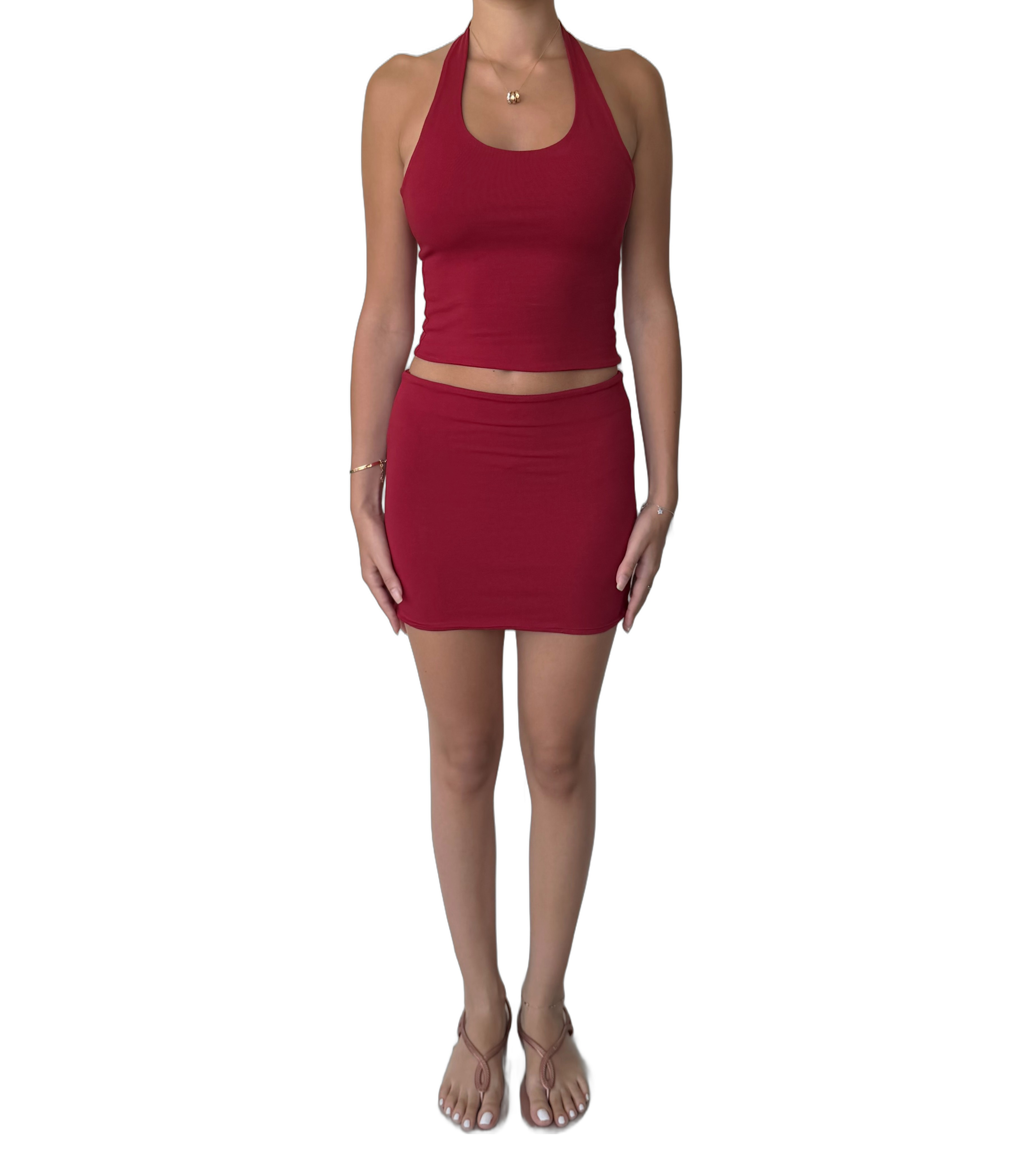 Tank Top Skirt Set — Wine