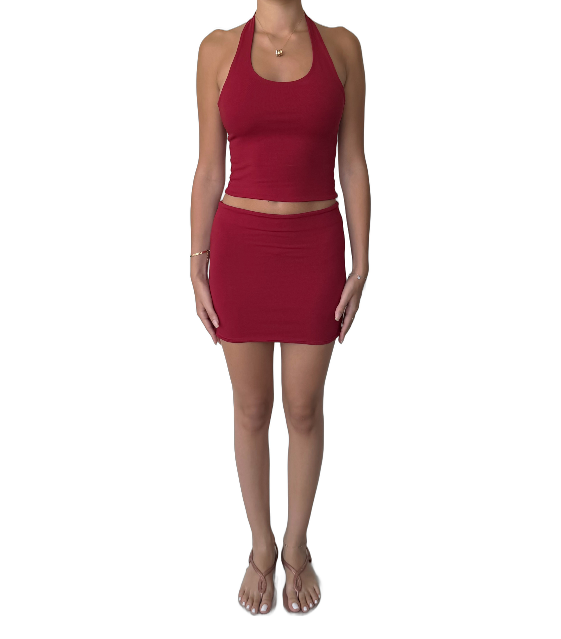 Tank Top Skirt Set — Wine