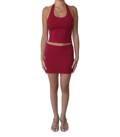 Tank Top Skirt Set — Wine