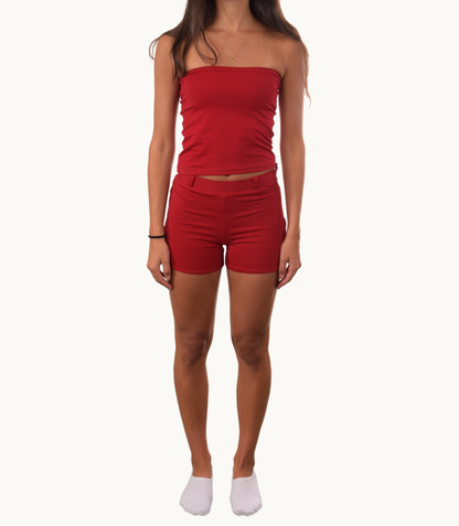 Tube Top Shorts Set — Wine