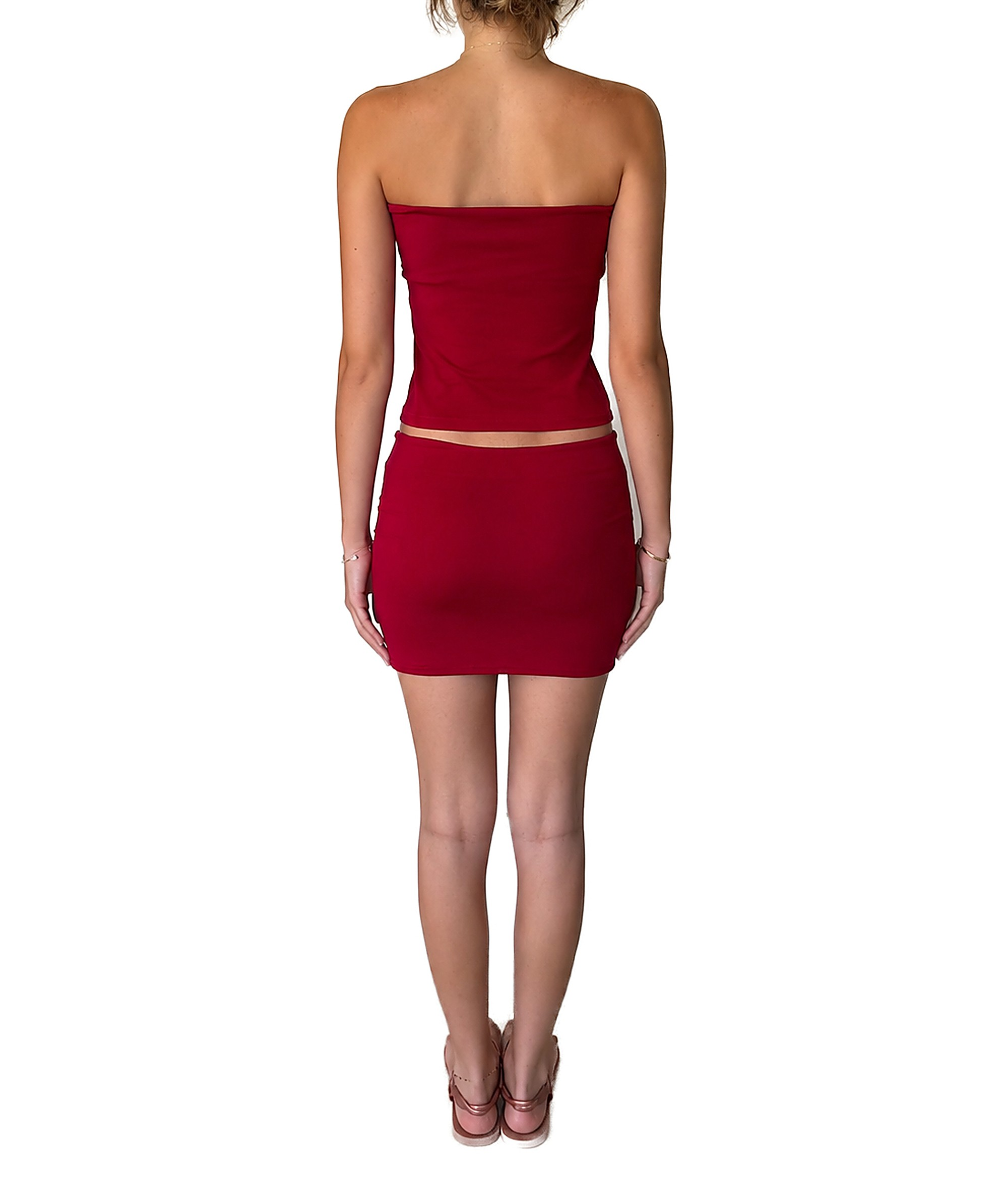 Tube Top Skirt Set — Wine