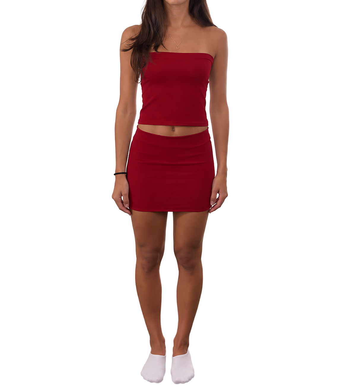 Tube Top Skirt Set — Wine