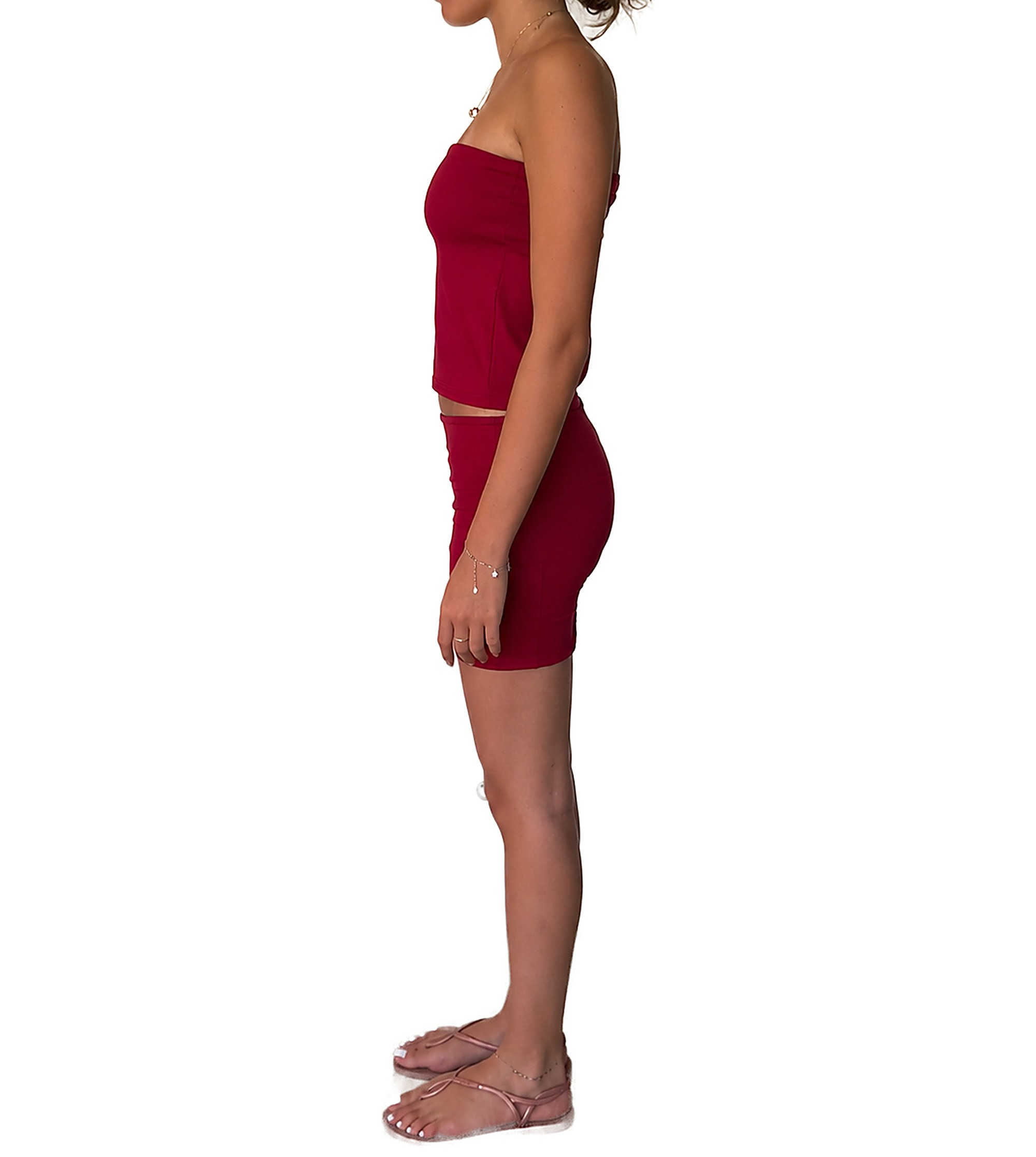 Tube Top Skirt Set — Wine